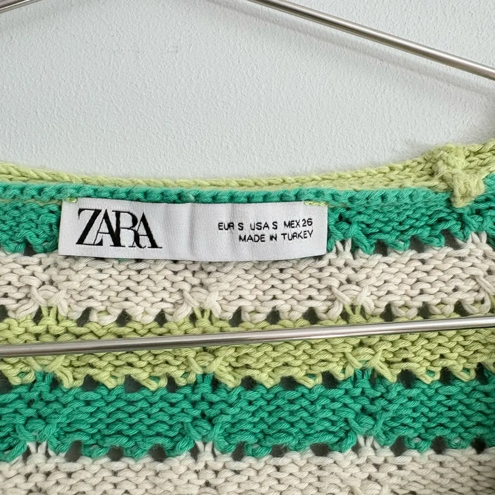 Zara Mint Green and Cream Striped Cardigan - Picture 3 of 6